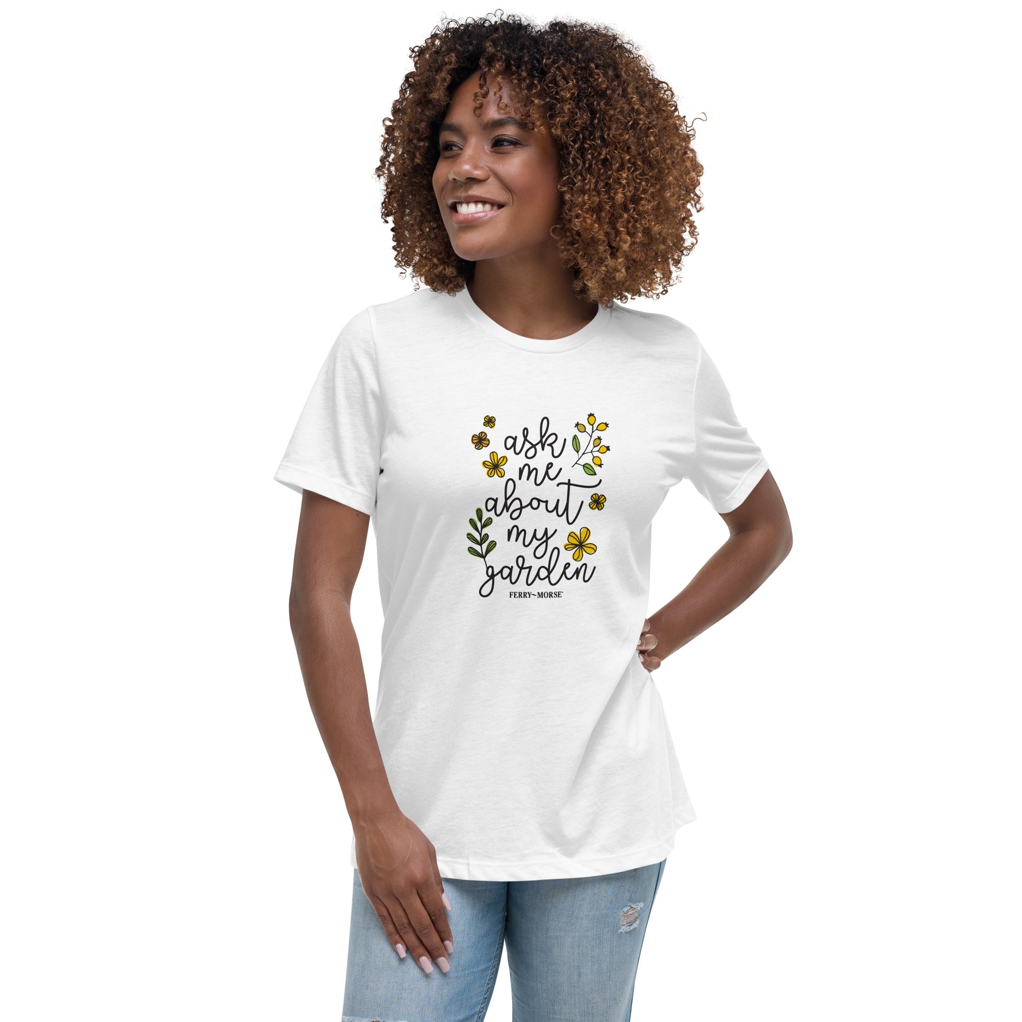 Ask me about my garden shirt white